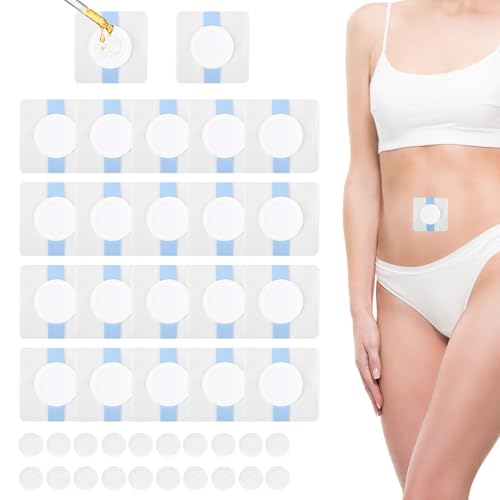 20pcs Castor Oil Wrap for Belly Button, Small Gel Caster Oil Pack Wrap Pad for Belly Button Patches Sticker Highly Absorbent Self-Adhesive Disposable Organic Cover Compress Patch(Oils Not Included)