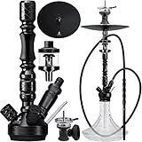 Camo Lite Shisha Set Aluminium Alu Schwarz 72 cm Hookah 2020 Wasserpfeife Steinkopfset Acryl Molassefänger 18/8 Schliff Base Close Chamber System Silikonschlauch Mundstück