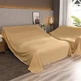 Coprimaterasso e copertura antipolvere per letto matrimoniale, lavabile, multiuso, in tessuto traspirante, per divani, 100 x 120 cm, colore cammello