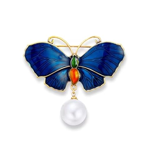 1 broche papillon en émail et perle simulée pour femme, broche vintage pour fête, mariage, 3 cm x 5 cm, 3cmx5cm, Métal Gemme Bois, Zircone cubique Agate Obsidienne
