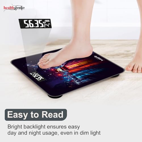 Image of Healthgenie Weight Machine for Body Weight Thick Tempered Glass LCD Display With 3 Years Warranty Weighing Scale Dawn Street