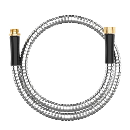 Short Metal Garden Hose 5 ft Connector Stainless Steel Small Hose Extension Adapter for Hose Reel Long Flexible Lightweight & Heavy Duty Water Pipe No Kinking Outdoor Water Hose for Yard 5 Feet