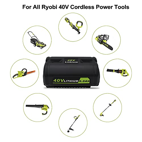 Worthmah Op4060A 6.0Ah 40V Battery Replacement For Ryobi 40V Battery Op4020A Op4040A1 Op4050 Op4060A Compatible With Ryobi 40V Lawn Mower And 40V Tools Ry40480 Ry401140 Ry40290 #TOP3