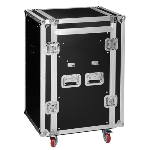 JEWEDECO Universal Equipment Rack Dj Work Table and Casters Dj Audio Rack Network Devices for Performance for Performance Black