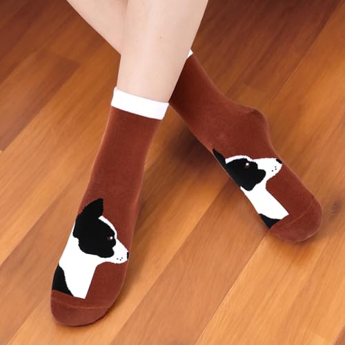 SukModen Lustige Socken Damen Bunte Socken aus Baumwolle, Hundemotiv & Weihnachts-Motiv, Katzensocken Tier-Motiv, Geschenkidee für Frauen Geburtstag & Weihnachten,Valentinstag-Geschenk für sie,5 Paare