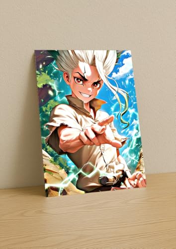 Image of NIJUKA Anime Printed A4 Size Metal sheet Poster For Home And Room Decoration | For Anime Art Fans Boys And Girls (Senku And Science)