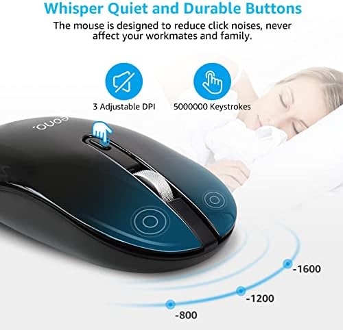 Amazon Brand - Eono Wireless Keyboard and Mouse Set Ultra Slim Cordless Mouse and Keyboard Combo, Quiet Keys, Adjustable DPI , Ergonomic QWERTY UK Layout Keyboard and Mouse for Windows Computer Laptop