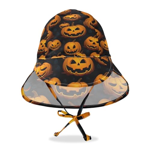 J JOYSAY Halloween Pumpkins Baby Sun Hat Toddler Hat UPF 50+ Sun Hats Cap UV Protection Sun Hats with Chin Strap for Infant Travel