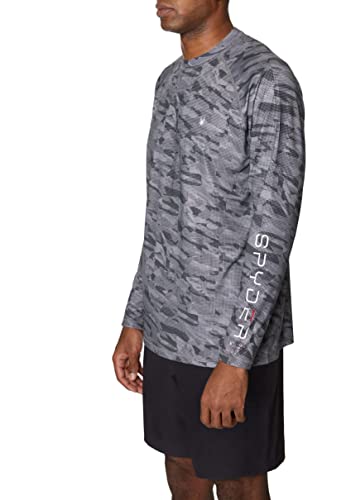 Spyder Mens Digital Camo Long Sleeve Rashguard Rash Guard Shirt, Dark Grey, Xx-Large Us #TOP1