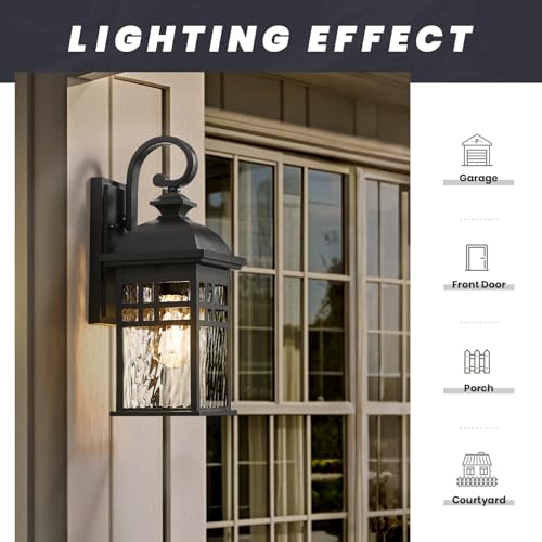 Outdoor Wall Lamps Exterior Lighting Fixtures 22 Inch Height Porch Light with Water Ripple Glass E26 Socket - Image 3