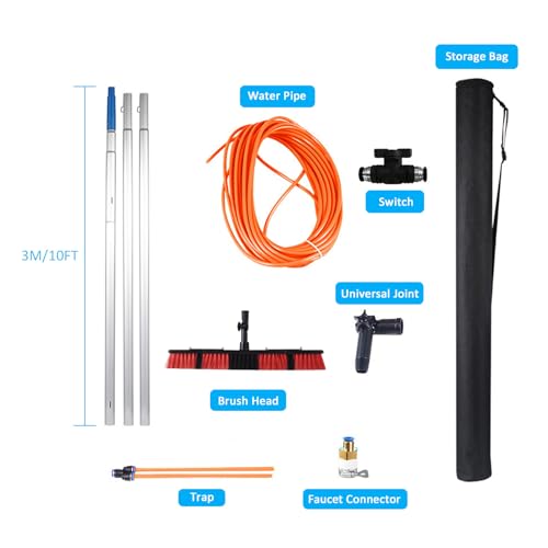 Kit de nettoyage de vitres télescopique avec perche extensible 12m et alimentation en eau - 8