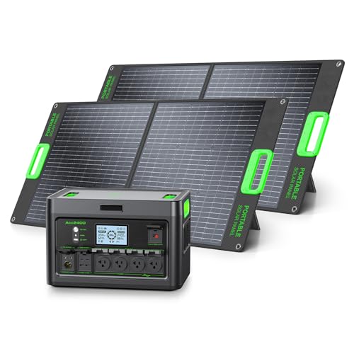 2400W Solar Generator with 2x100W Portable Solar Panels (ship separately), 1843.2Wh LiFePO4 Battery, Fast Charging, Portable Power Station for Home Backup Power, Camping,RVs