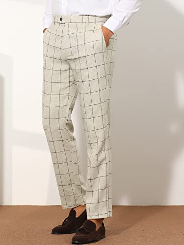 Lars Amadeus Formal Plaid Dress Pants for Men's Slim Fit Business Office Checked Suit Trousers2