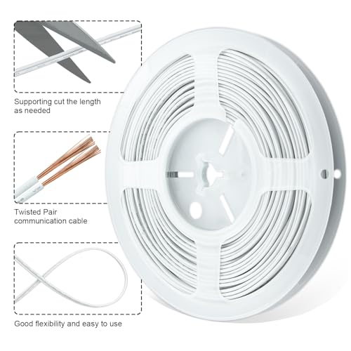 Image of 50FT 24AWG 2 Conductor Low Voltage LED Extension Cable Wire, 2 Core Parallel Wire for LED Strip Lights, Outdoor Use, Waterproof, UL2468 Certified, White