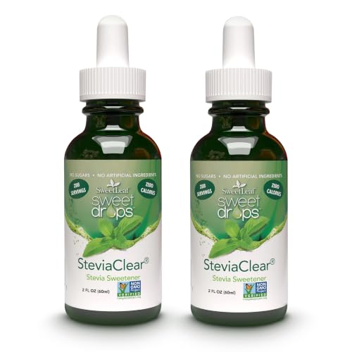 SweetLeaf Stevia Drops Liquid Sweetener, SteviaClear - 2 Fl Oz, Pack of 2