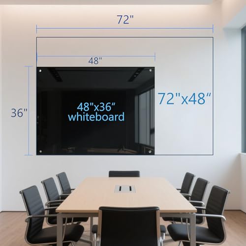 KIZZBY Magnetic Glass Dry Erase Board - Large Black Whiteboard for Wall 72"x48" Frameless Black Board for Office, Home & School by KIZZBY - Image 5