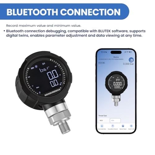 Manómetro digital Bluetooth de -1 a 1 bar con manguito protector 5
