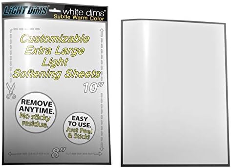 LightDims White Dims Light Dimming / Softening Sheets for Harsh LED Lights, Electronics and Appliances and more. Dims 15-30% of Light, 8”x10” Extra Large Size. (2 sheets)
