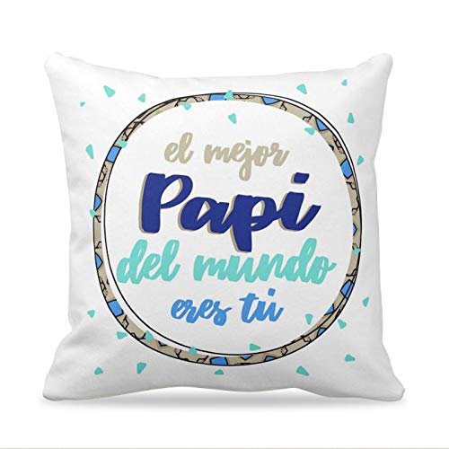 Personaliza tu carcasa Cojines Papá Ideales para el Día del Padre | Cojín de 40x40 cm Incluye Relleno | Elige Entre Varios diseños | Cojín Original con la Frase El Mejor Papi del Mundo Eres tú