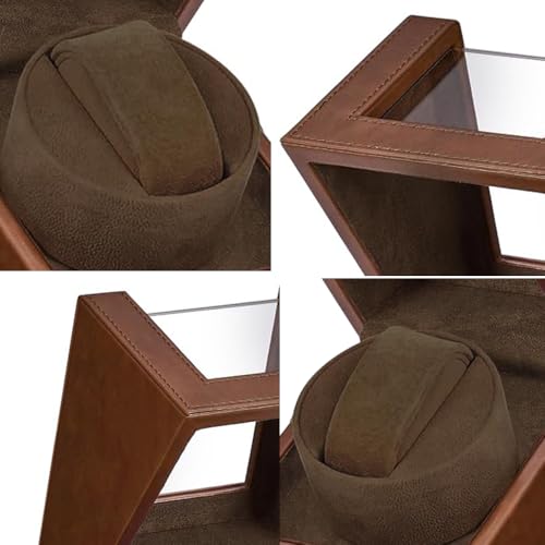 Image of Automatic Single Watch Winder with Quiet Japanese Motor,AC Adapter or Battery Powered,Premium Leather Exterior and Soft Flexible Watch Pillows for Men's and Women's Watches