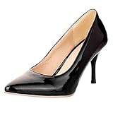  COOLCEPT Mode-Event Damen Basic Simple Pointed Toe Stiletto Heels Work Pumps (45 EU,Black)