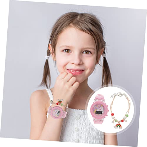 Veemoon Light 1 Conjunto Relógio Infantil Miú Desenhos Animados Assistir Cronômetro Infantil Relógio