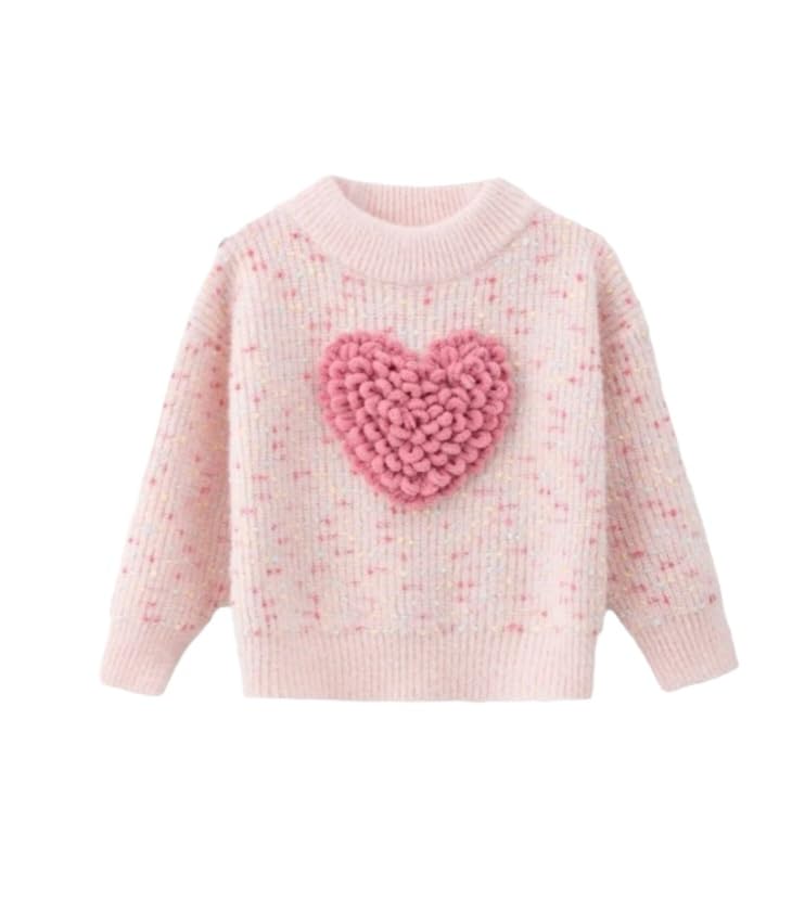 Toddler Girl Love Long Sleeve Sweaters, 3D Design.