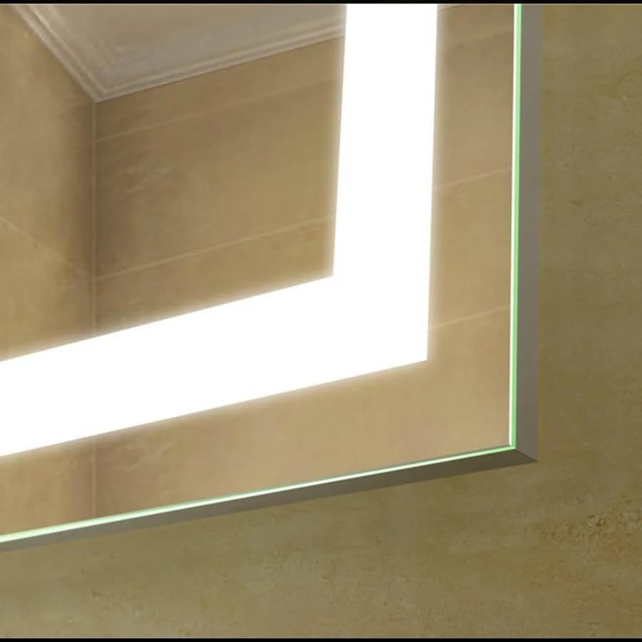 Image of TEX-RO LED Bathroom Mirror with Lights | Anti-Fog Dimmable Vanity Mirror for Wash Basin | Frameless Wall Mirror for Bathroom | Touch Sensor, IP44 Waterproof, CRI>95, Memory Function - 24x18 Inch