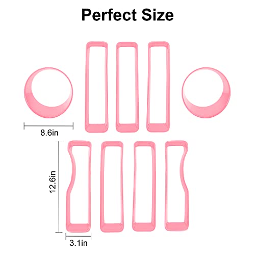 Image of CheroCar for JL Mesh Grille Grill Insert & Headlight Turn Light Cover Trim Exterior Accessories for Jeep Wrangler JL JLU 2018-2026 & Gladiator JT 2020-2026