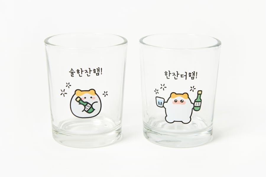 Amazon.com | Artbox Korean Soju Shot Glass 2pc Set Drunken Hamster: Shot Glasses