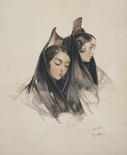 Toile Girls of the Ronda 58 x 90 cm poster andalousie John Frederick Lewis