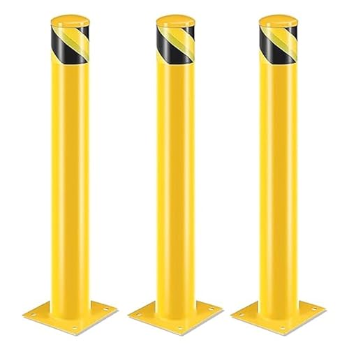 Poteau de borne, 91 cm, barrière de parking pour stationnement, Pilona jaune leurres parking pour planification routière (Φ11,4 cm, 3 pièces)