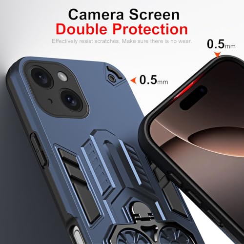 Coque iPhone 15 antichoc de qualité militaire en PC texturé mat bleu - 3