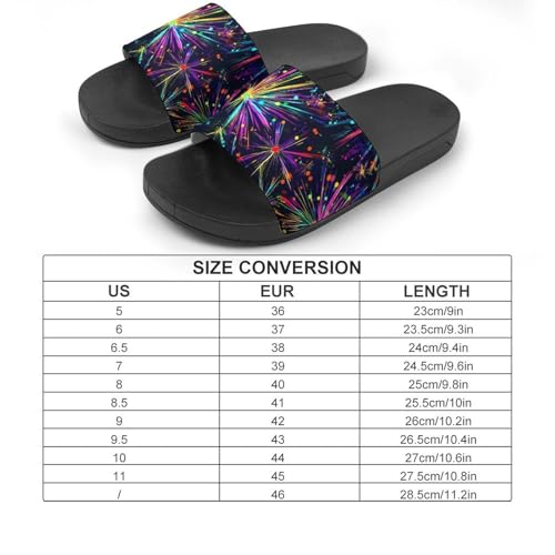 Colorful Fireworks Laser Men's Bathroom Slippers Shower Indoor Home Beach Outdoor Shoes for Women2