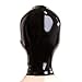 Latex Hood Mask Rubber Catsuit Pinholes for Mouth Eyes and Nose with Zipper Latex Mask (XL-0.6mm, Black-no zipper)