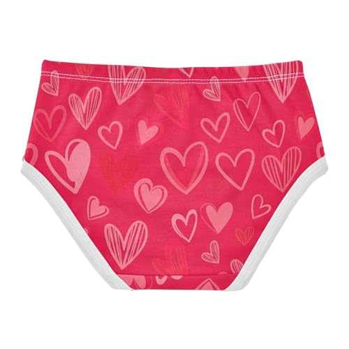 Vibrant Pink Hearts Gifts Red Panties for Girl Toddler Underwear Floral Cotton Personalized Undies Kids Briefs 2t2