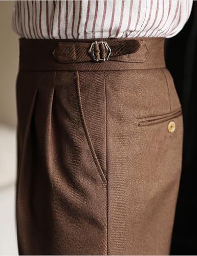 Men’s Naples Pants Slim Fit Flat Front Casual Business Trousers Classic Gurkha Dress Pants3