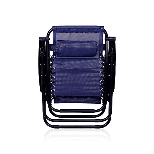 Image of ginoya brothers Stainless Steel - Recliner Sleeping Chair With Adjustable & Foldable Legs For Beach, Home Lounging, Camping Outdoor Activity (Blue)