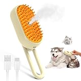 Ankilo Cat Hair Steam Brush for Shedding, Pet Hair Removal Comb with Water Tank, 3 In 1 Steam Cat Brush, USB Charging Port, with Removable Comb