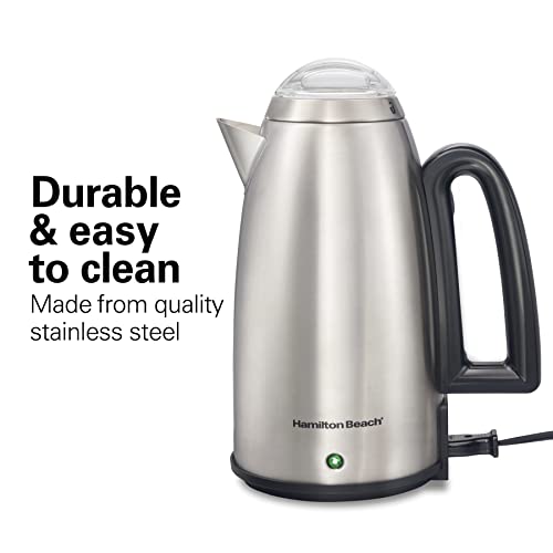 Hamilton Beach 12 Cup Electric Percolator Coffee Maker with Cool Touch Handle, Easy Pour Spout