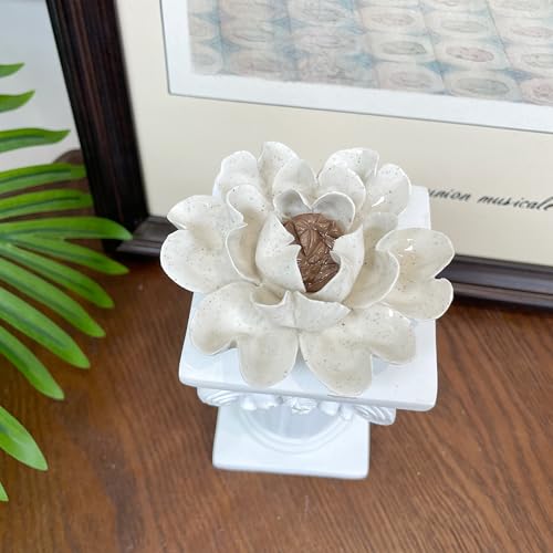 Image of Ceramic Flower Wall Art Decor, Artificial Flower Wall Sculpture,Handmade Ceramic Flowers for Home,Hallway,Living Room, Kitchen,Bathroom (Spotted Color,Luoyang Peony, 3.55 inch)