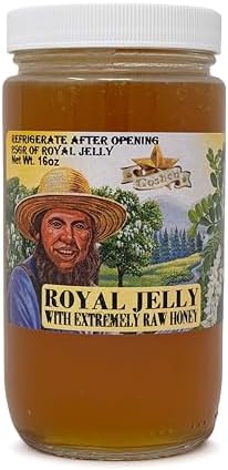 Goshen Honey Amish Extremely Raw ROYAL JELLY Honey 100% Organically Pure Fresh Natural Domestic Honey With Life Enzymes Health Benefits | Unfiltered Unprocessed Unheated | 1 Lb Jar | 16 Oz Glass Jar
