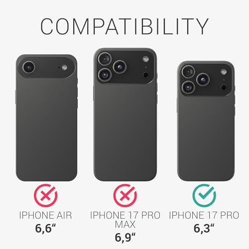 Image of kalibri Case Compatible with Apple iPhone 17 Pro - Case Smooth Genuine Leather Hard Case Anti Slip Cover - Black