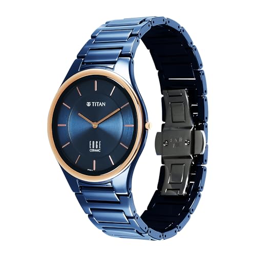 EDGE Store Titan Edge Bicolour Quartz Blue Dial Ceramic Strap Watch - Image 4
