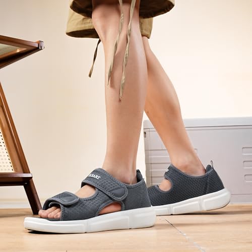 Image of Diabetic Sandals for Men Wide Toe Swollen Feet Adjustable for Foot Pain ReliefOpen Toe Casual Athletic Sandals for Outdoor Beach Travel Summer