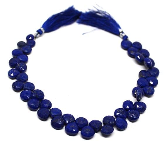 Perles en lapis lazuli taillées en cœur de qualité supérieure pour haute joaillerie fait main