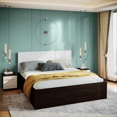 Image of Interio by Godrej Bed, White Chocolate Wee King Size Engineered Wood Bed with Box Storage, 1-Year Warranty, White, Cinnamon
