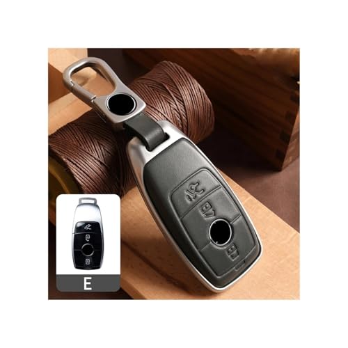 6D本革メタルコンビネーションキーケース。ベンツACESGクラスGLC CLE CLA GLB GLS AMGキーケースカバーに適合。(E Grey Bag KeyChain)