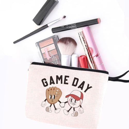 Game Day Makeup Bag Gifts for Mom from Daughter Mom Gifts Baseball Gifts for Baseball Lovers Fans Players Mommy Mum Mother Friend Zipper Pouch Bag for Appreciation Mothers Day Birthday Cosmetic Bag
