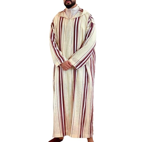 Generic Caftans For Men Big and Tall Kaftan Long Sleeve Hooded Kaftan Thobe Muslim Men Thobe Men Thobe with Pocket